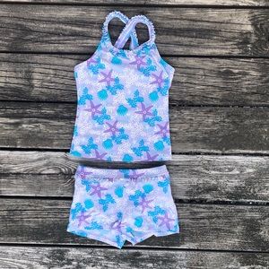 Lands’ End Girl’s 2-pc Tankini Swimsuit-EUC